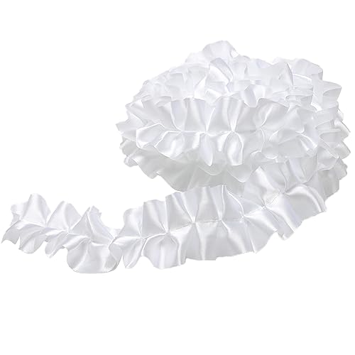 duoyif Spitzenband Dekoband 4.2M 5CM Satin Spitzen Spitzenband Rüschen Spitze Faltenbesatz Spitzenborte Für Diy Nähen Kleidung Bestickte Hochzeit Party Blumensträuße Kuchen Spitze Deko (weiß) von duoyif