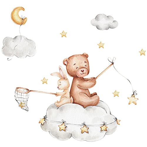 duoyif Wandsticker Bär Hase Wandtattoo Sterne Mond Wolken Kinderzimmer Wanddeko Wandtattoo Kinder Tier Kinderzimmer Wandaufkleber Aquarell Wandtattoos Kinderzimmer Babyzimmer Spielzimmer 60x70cm duoyif Wandsticker Bär Hase Wandtattoo Sterne Mond Wolken Kinderzimmer Wanddeko Wandtattoo Kinder Tier Kinderzimmer Wandaufkleber Aquarell Wandtattoos Kinderzimmer Babyzimmer Spielzimmer 60x70cm von duoyif
