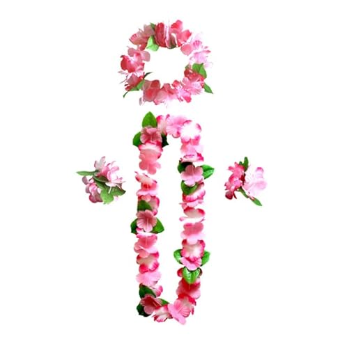 duoyif Hawaiiketten Hawaii Blumen kette Blumenketten Hawaiian Kette Haarband Armbänder Grasrock Party Kostüm Zubehör Blumenkette Für Karnevals Weihnachten Neujahr Cheerleading Strand Hochzeit (G) von duoyif