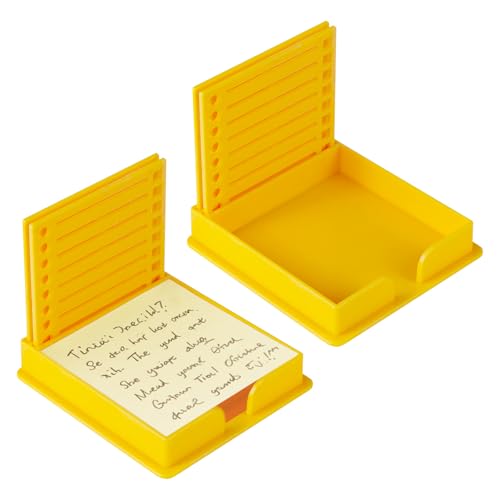 Sticky Notes Organizer, Zettelbox Desk Organizer Notizzettel-Boxen, Zettelbox mit 2 Text Marker Klebezettel Abroller Haftnotizen Kunststoff Box, 2 Sätze, Gelb von duozoanz