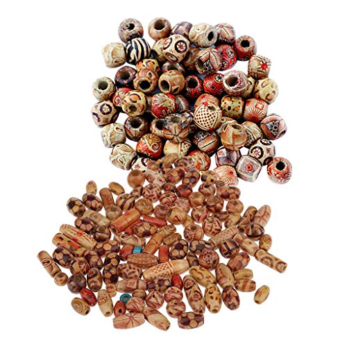 Uteruik 200 Stück gemischte große Löcher Boho Holzperlen Abstandhalter für Makramee europäische Charms DIY Handwerk Uteruik 200 Stück gemischte große Löcher Boho Holzperlen Abstandhalter für Makramee europäische Charms DIY Handwerk von dutis
