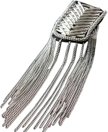Applikation, 1 Paar Schulter-Epauletten, Quaste, Schulter-Epaulette, handgefertigt, Kupfer, Quaste, Kette, Schulter-Epaulette for Metal Punk(Silver) von dvegGEE