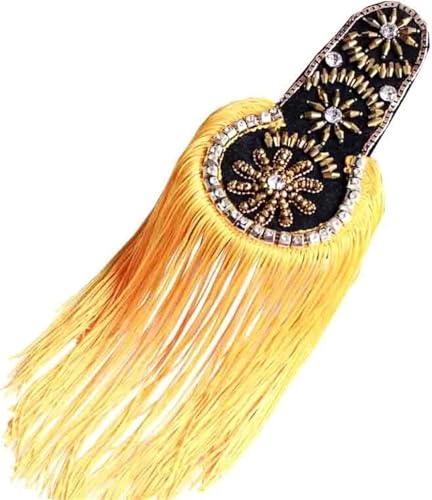 Applikation, 1 Paar Schulterklappen, Quaste, Anzug, Kleid, Schulter, Bühnenaufnäher, Quaste, Kleidungszubehör for Metal Punk(Gold) von dvegGEE