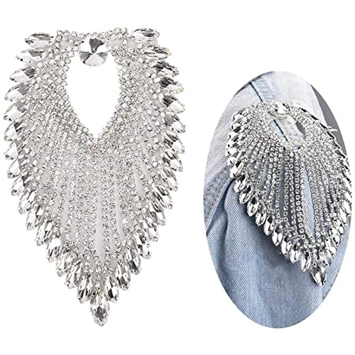 Applikation, 1 Paar Schulterklappen, Quaste, Quasten-Applikation, transparenter Kristall, AB-Diamant, Hochzeitskleid for Metal Punk von dvegGEE
