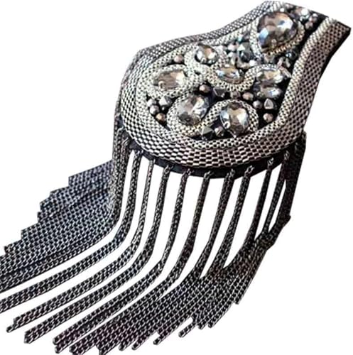 Applikation, 1 Paar Schulterklappen, Quaste, handgefertigt, modische Bohrquastenkette, Schulterplattenabzeichen for Metal Punk Applikation, 1 Paar Schulterklappen, Quaste, handgefertigt, modische Bohrquastenkette, Schulterplattenabzeichen for Metal Punk von dvegGEE