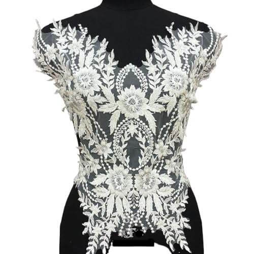Applikation, Perlen, Pailletten, Brautspitze, Stickerei, Blumenapplikation, stark perlenbesetzt, Kleid, Ergänzung, Hochzeitskleid, Aufnäher Applikation, Perlen, Pailletten, Brautspitze, Stickerei, Blumenapplikation, stark perlenbesetzt, Kleid, Ergänzung, Hochzeitskleid, Aufnäher von dvegGEE