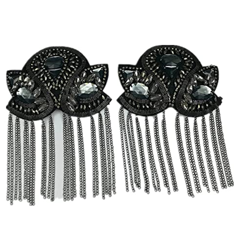 Applikation, Schulterklappen, Quaste, 2 Stück, Strasssteine, Perlen, Kristalle, Schulterabzeichen, Kragen, Fransenaufkleber for Metal Punk Applikation, Schulterklappen, Quaste, 2 Stück, Strasssteine, Perlen, Kristalle, Schulterabzeichen, Kragen, Fransenaufkleber for Metal Punk von dvegGEE