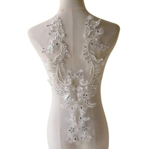 Applikation, atemberaubende Kristallblumen-Spitzen-Applikation, bestickte Perlenspitze, Aufnäher mit Strassmotiv for Hochzeitskleid, Brautkleid Applikation, atemberaubende Kristallblumen-Spitzen-Applikation, bestickte Perlenspitze, Aufnäher mit Strassmotiv for Hochzeitskleid, Brautkleid von dvegGEE