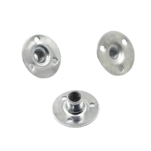 dvegGEE Möbelbeschläge, 10 Stück Flanschkupplung aus Kohlenstoffstahl mit M6 M8 M10 M12 Gewinde, verzinkte Dreiloch-Kontermuttern, Möbelverbinder(M6 Silver) von dvegGEE