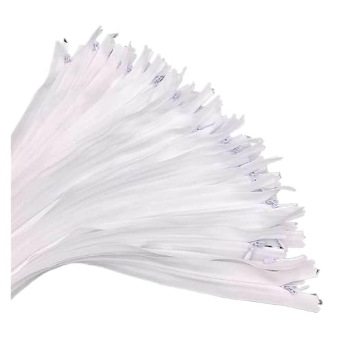 Universaler Reißverschluss, 10 Stück unsichtbare Nylon-Reißverschlüsse, 15–60 cm (6–24 Zoll), schwarz-weiß, unsichtbarer Spiralreißverschluss, for Schneider, Kanalisation, Nähen, Basteln, Heim(White,1 von dvnFWKc