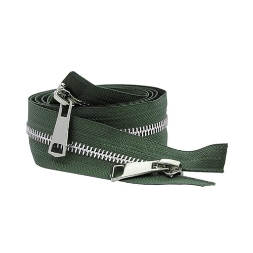 dvnFWKc 1 Stück 30/40/50/60/70/80 cm 5# Bunte offene Doppelschieber Silber Metallreißverschluss DIY Handarbeit for Stofftaschen Kleidungsstücke(Dark Green,50cm) von dvnFWKc