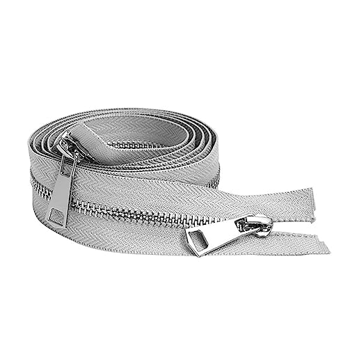 dvnFWKc 1 Stück 30/40/50/60/70/80 cm 5# Bunte offene Doppelschieber Silber Metallreißverschluss DIY Handarbeit for Stofftaschen Kleidungsstücke(Gray,70cm) von dvnFWKc