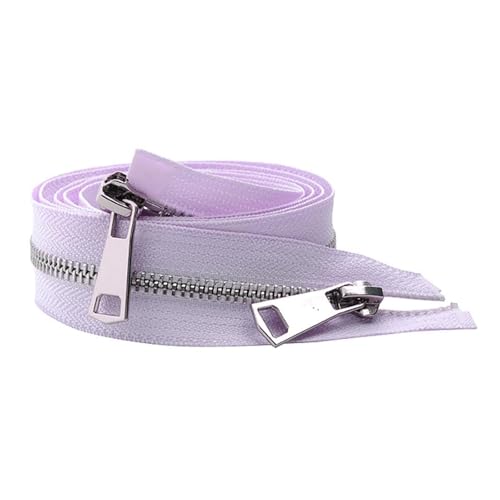 dvnFWKc 1 Stück 30/40/50/60/70/80 cm 5# Bunte offene Doppelschieber Silber Metallreißverschluss DIY Handarbeit for Stofftaschen Kleidungsstücke(Purple,50cm) von dvnFWKc