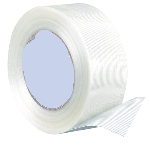 dvnFWKc Mehrzweckband, 25M Starke Glasfaser Transparent Gestreift Einseitig Klebeband Industrielle Umreifung Verpackung Feste Dichtung(18mm) von dvnFWKc