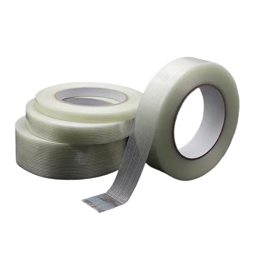 dvnFWKc Mehrzweckband, 50 m/Rolle Starkes Glasfaserband Industrielle Umreifung Verpackung Feste Versiegelung Transparent Gestreiftes einseitiges Klebeband 1 Rolle(50M*10MM) von dvnFWKc