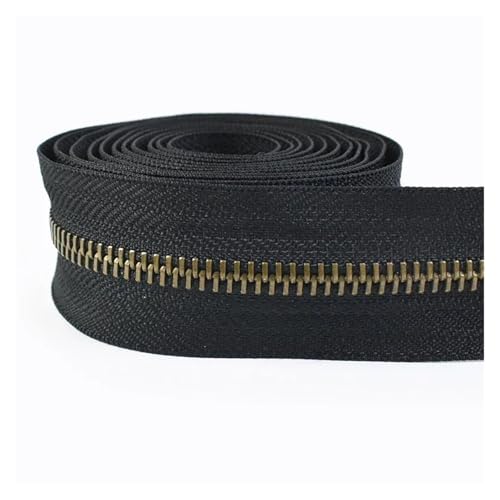 dvnFWKc Universaler Reißverschluss, 1 Meter Metallreißverschlüsse Nähtasche Reißverschluss Verschluss Jacke Reißverschlüsse Reparaturset Kleidung Schuhe DIY Bekleidungszubehör(Black Brown) von dvnFWKc