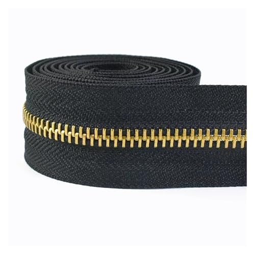 dvnFWKc Universaler Reißverschluss, 1 Meter Metallreißverschlüsse Nähtasche Reißverschluss Verschluss Jacke Reißverschlüsse Reparaturset Kleidung Schuhe DIY Bekleidungszubehör(Black Gold) von dvnFWKc