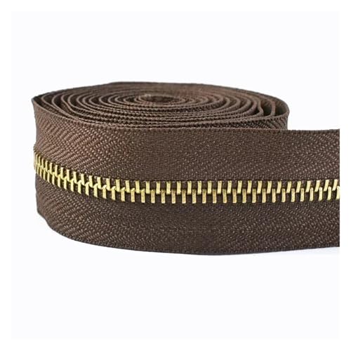 dvnFWKc Universaler Reißverschluss, 1 Meter Metallreißverschlüsse Nähtasche Reißverschluss Verschluss Jacke Reißverschlüsse Reparaturset Kleidung Schuhe DIY Bekleidungszubehör(Coffee Gold) von dvnFWKc