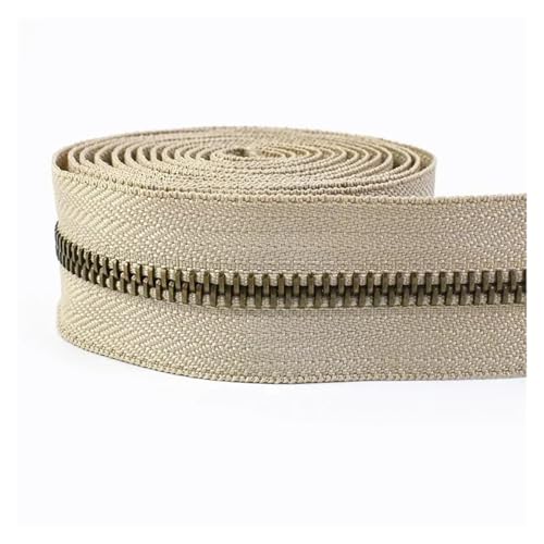 dvnFWKc Universaler Reißverschluss, 1 Meter Metallreißverschlüsse Nähtasche Reißverschluss Verschluss Jacke Reißverschlüsse Reparaturset Kleidung Schuhe DIY Bekleidungszubehör(Khaki Brown) von dvnFWKc