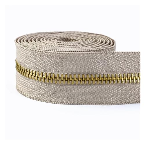 dvnFWKc Universaler Reißverschluss, 1 Meter Metallreißverschlüsse Nähtasche Reißverschluss Verschluss Jacke Reißverschlüsse Reparaturset Kleidung Schuhe DIY Bekleidungszubehör(Khaki Gold) von dvnFWKc