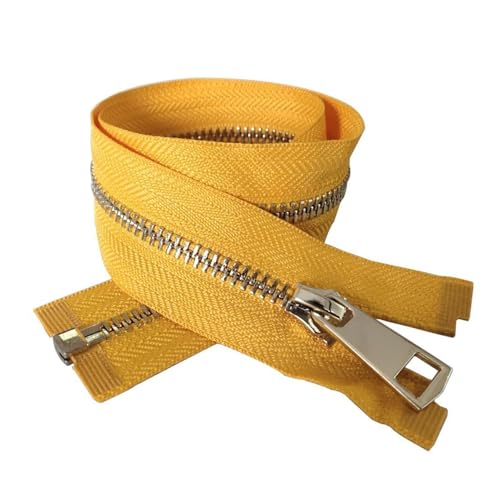 dvnFWKc Universaler Reißverschluss, 1 Stück 30/40/50/60/70/80 cm 5# Bunter offener Auto Lock Gold Metall-Reißverschluss DIY Handwerk for Kleidung Tasche Kleidungsstück Schuh(Yellow,40cm) von dvnFWKc