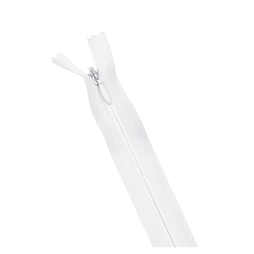 dvnFWKc Universaler Reißverschluss, 10 Stück/Packung 28 cm 35 cm -60 cm 3# Unsichtbarer Reißverschluss Nylon-Spulenreißverschluss for DIY-Handwerksstoff-Nähzubehör(White,28cm) von dvnFWKc