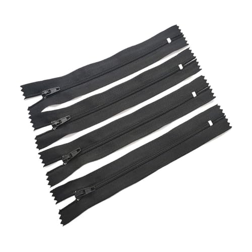 dvnFWKc Universaler Reißverschluss, 10 Stück 3# 7,5 cm – 60 cm (3 – 24 Zoll) geschlossener Nylon-Spiralreißverschluss, geeignet for Kleidung, 20 Farben, Reißverschlüsse for Nähen(Black,7.5cm) von dvnFWKc