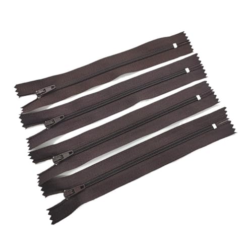 dvnFWKc Universaler Reißverschluss, 10 Stück 3# 7,5 cm – 60 cm (3 – 24 Zoll) geschlossener Nylon-Spiralreißverschluss, geeignet for Kleidung, 20 Farben, Reißverschlüsse for Nähen(Coffee,50cm) von dvnFWKc