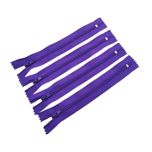 dvnFWKc Universaler Reißverschluss, 10 Stück 3# 7,5 cm – 60 cm (3 – 24 Zoll) geschlossener Nylon-Spiralreißverschluss, geeignet for Kleidung, 20 Farben, Reißverschlüsse for Nähen(Deep Purple,20cm) von dvnFWKc