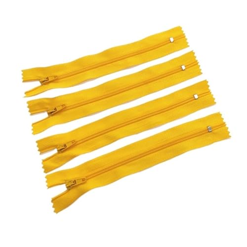 dvnFWKc Universaler Reißverschluss, 10 Stück 3# 7,5 cm – 60 cm (3 – 24 Zoll) geschlossener Nylon-Spiralreißverschluss, geeignet for Kleidung, 20 Farben, Reißverschlüsse for Nähen(Golden,35cm) von dvnFWKc