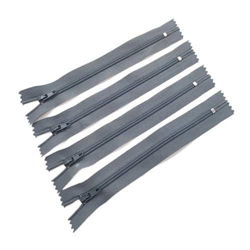 dvnFWKc Universaler Reißverschluss, 10 Stück 3# 7,5 cm – 60 cm (3 – 24 Zoll) geschlossener Nylon-Spiralreißverschluss, geeignet for Kleidung, 20 Farben, Reißverschlüsse for Nähen(Gray,25cm) von dvnFWKc