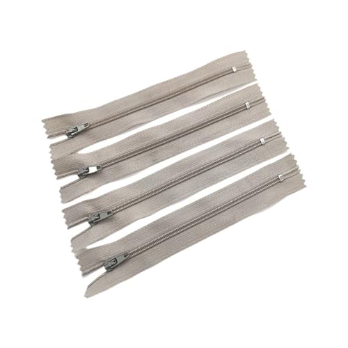 dvnFWKc Universaler Reißverschluss, 10 Stück 3# 7,5 cm – 60 cm (3 – 24 Zoll) geschlossener Nylon-Spiralreißverschluss, geeignet for Kleidung, 20 Farben, Reißverschlüsse for Nähen(Light Grey,20cm) von dvnFWKc