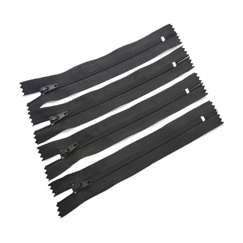 dvnFWKc Universaler Reißverschluss, 10 Stück 3# 7,5 cm – 60 cm (3 – 24 Zoll) geschlossener Nylon-Spiralreißverschluss, geeignet for Kleidungsreißverschlüsse for Nähen(Black,50cm) von dvnFWKc