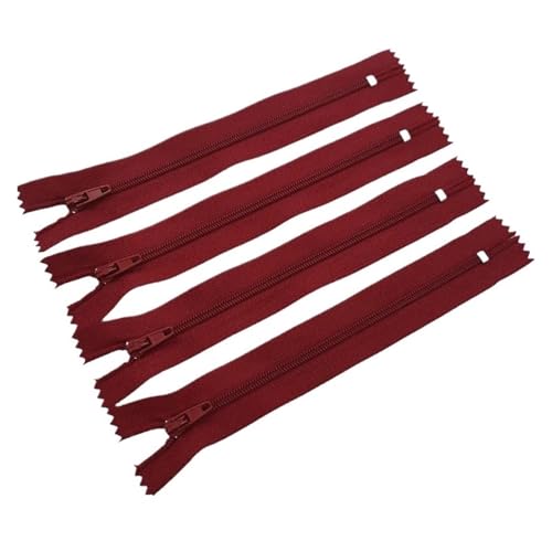 dvnFWKc Universaler Reißverschluss, 10 Stück 3# 7,5 cm – 60 cm (3 – 24 Zoll) geschlossener Nylon-Spiralreißverschluss, geeignet for Kleidungsreißverschlüsse for Nähen(Dark Red,50cm) von dvnFWKc