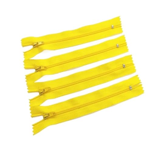 dvnFWKc Universaler Reißverschluss, 10 Stück 3# 7,5 cm – 60 cm (3 – 24 Zoll) geschlossener Nylon-Spiralreißverschluss, geeignet for Kleidungsreißverschlüsse for Nähen(Yellow,30cm) von dvnFWKc