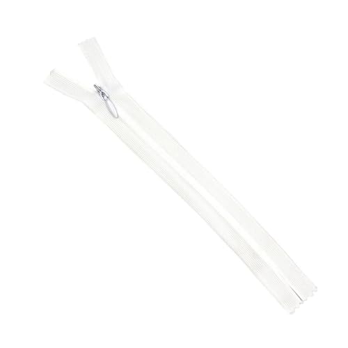 dvnFWKc Universaler Reißverschluss, 10 Stück Lange unsichtbare Reißverschlüsse 3# 18/25/30/40/50/60 cm Nylon-Spulenreißverschluss for DIY-Kleidung, Basteln, Nähzubehör(White,30cm) von dvnFWKc