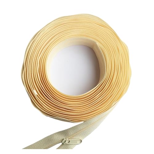 dvnFWKc Universaler Reißverschluss, 3# 1 Meter Lange Nylon-Spulenreißverschlüsse mit 2 Reißverschlussschiebern for Schneidern, Selbernähen, Quiltbezug, Taschenreißverschluss(Light Yellow) von dvnFWKc