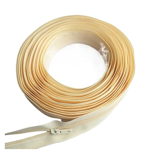 dvnFWKc Universaler Reißverschluss, 5 Meter 3# Lange Nylon-Reißverschlüsse mit 10 Stück Auto-Lock-Reißverschlussschiebern for Schneider-Nähzubehör(Light Yellow) von dvnFWKc
