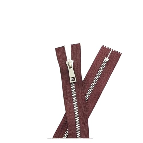 dvnFWKc Universaler Reißverschluss, 5 Stück 15–30 cm 5# Metallreißverschluss Silberzähne Legierung Y Zähne Glatte Tasche Tasche Ledertasche Reißverschluss(Dark Red,30cm) von dvnFWKc