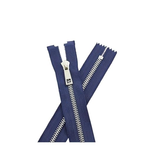 dvnFWKc Universaler Reißverschluss, 5 Stück 15–30 cm 5# Metallreißverschluss Silberzähne Legierung Y Zähne Glatte Tasche Tasche Ledertasche Reißverschluss(Deep Blue,25cm) von dvnFWKc