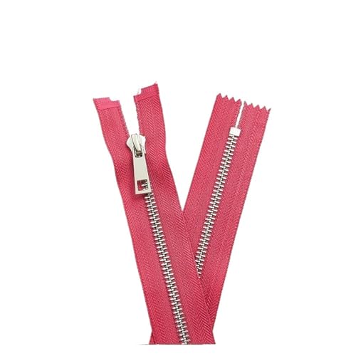 dvnFWKc Universaler Reißverschluss, 5 Stück 15–30 cm 5# Metallreißverschluss Silberzähne Legierung Y Zähne Glatte Tasche Tasche Ledertasche Reißverschluss(Rose Red,30cm) von dvnFWKc