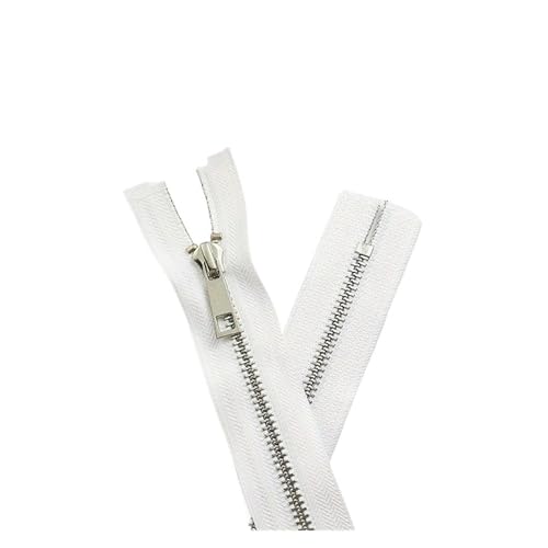 dvnFWKc Universaler Reißverschluss, 5 Stück 15–30 cm 5# Metallreißverschluss Silberzähne Legierung Y Zähne Glatte Tasche Tasche Ledertasche Reißverschluss(White,30cm) von dvnFWKc