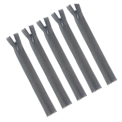 dvnFWKc Universaler Reißverschluss, 5 Stück 3# 18–60 cm unsichtbarer Reißverschluss aus Nylon, geeignet for Gepäck, Stofftaschen, Schuhe und Hüte, versteckter Reißverschluss(Dark Grey,18cm) von dvnFWKc
