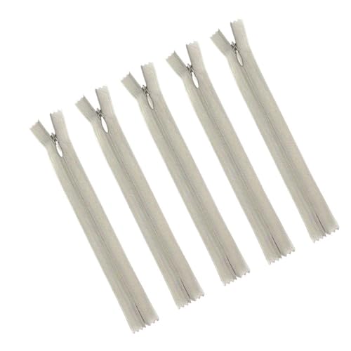 dvnFWKc Universaler Reißverschluss, 5 Stück 3# 18–60 cm unsichtbarer Reißverschluss aus Nylon, geeignet for Gepäck, Stofftaschen, Schuhe und Hüte, versteckter Reißverschluss(Gray,18cm) von dvnFWKc
