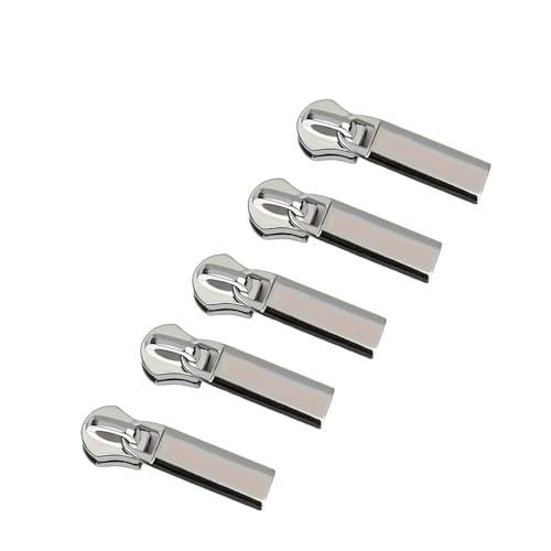 dvnFWKc Universaler Reißverschluss, 6 Stück 5# Metall-Reißverschlussschieber, können Lange verwendet Werden, Ersatzschieber for Gepäck, Handtaschen, Geldbörsen(Silver) von dvnFWKc
