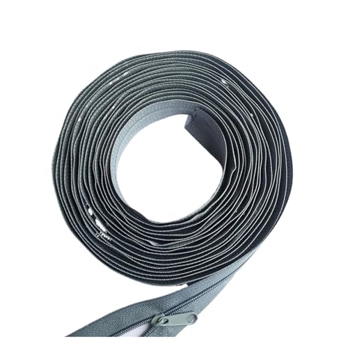 dvnFWKc Universaler Reißverschluss, Lange Nylon-Spiralreißverschlüsse, 3 Meter, mit 6 Reißverschlussschiebern for Schneidern, Nähen, Quilt- und Taschenreißverschluss(Light Grey) von dvnFWKc