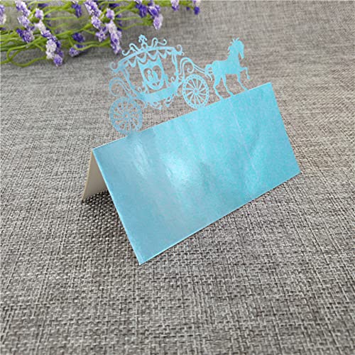 dvnFWKc Wedding Card Wine Glass Card, 50 Pcs Laser Schneiden Traum Kutsche Sitz Karte Hochzeit Bankett Party Engagement Dekoration Ort Name Karte(Bright Blue) von dvnFWKc