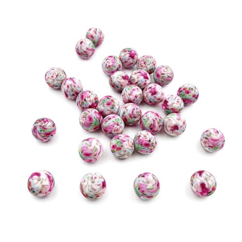 30 Stück rosa Blumen bedruckte Perlen 15 mm Silikon bedruckte Perlen süßes Schwein bedruckte Fokusperlen für Schmuckherstellung, Schlüsselanhänger, DIY-Armbänder, Schlüsselbandherstellung 30 Stück rosa Blumen bedruckte Perlen 15 mm Silikon bedruckte Perlen süßes Schwein bedruckte Fokusperlen für Schmuckherstellung, Schlüsselanhänger, DIY-Armbänder, Schlüsselbandherstellung von dxfiuyio