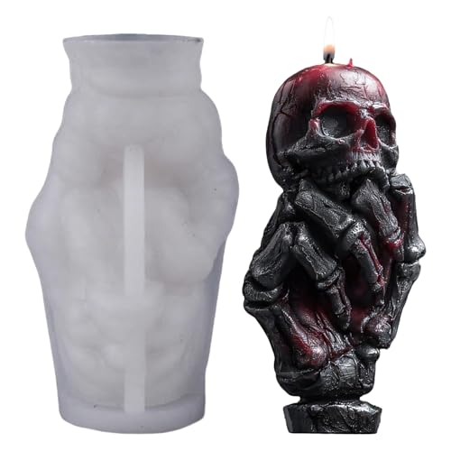 dzqad Halloween Schädel Kerzen Gießform | 3D Geisterhand Schädel Silikonform | Halloween Deko Partyzubehör Für Erwachsene Frauen Männer Kinder Familie Freunde Teens von dzqad