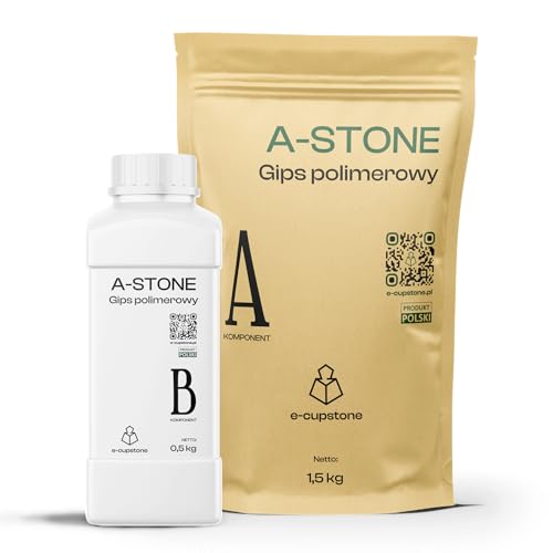 E-Cupstone Zweikomponentiger Polymergips A-STONE - Robuster UV-beständiger Gießgips - Powder-Kunstharz mit - Hochwertige Alternative zu Epoxidharz - Kunstwerke - Gießharz - 2kg von e-cupstone